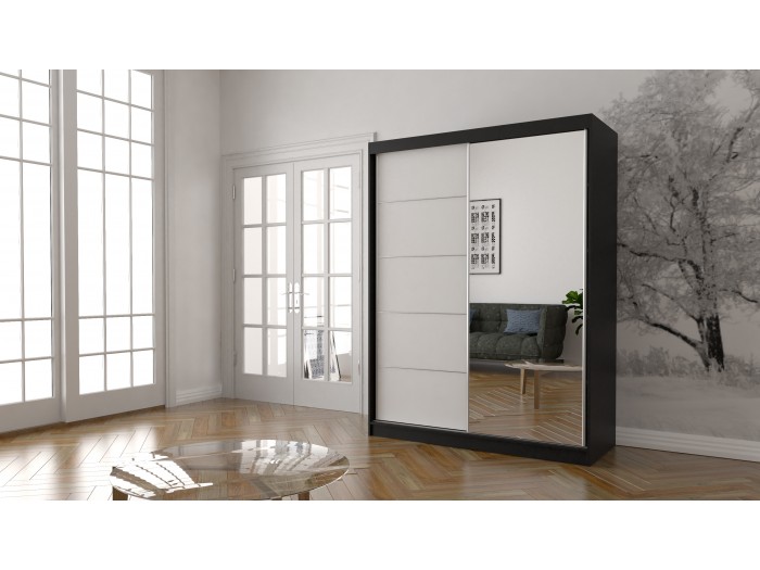 Гардероб с плъзгащи врати Vista 05 (черно/бяло)